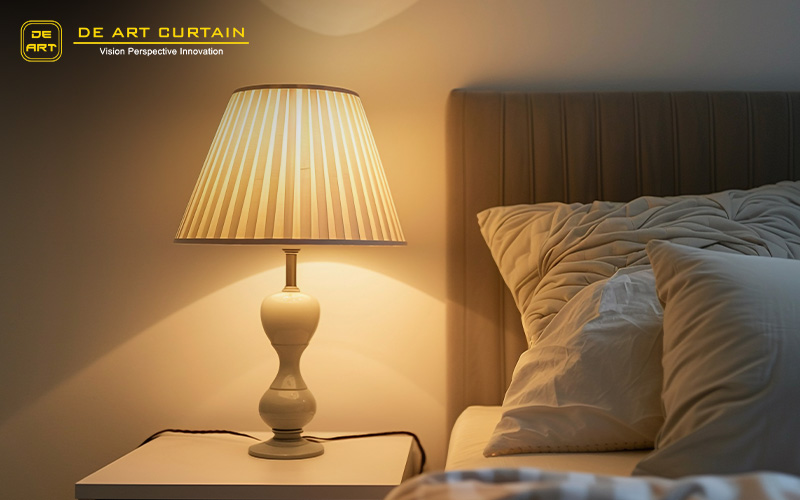 Bedroom with warm lighting